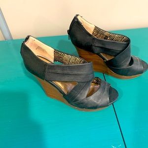 Black and brown platform heels
